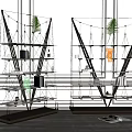 Modern Glass Shelf Bookcase With Metal Frame Green Plants Books And Decorative Items On Wooden Floor