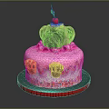 Pug Themed Cake With Pink Frosting Cherry On Top And Paw Print Decorations