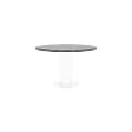 Modern Round Black Marble Dining Table With Silver Metal Pedestal Design 3d model