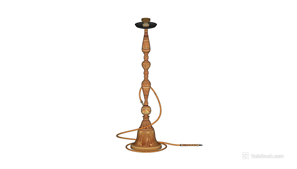 Intricately Carved Wooden Hookah Decorative Ornament Set For Home Tabletop 3d model 