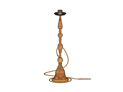 Intricately Carved Wooden Hookah Decorative Ornament Set For Home Tabletop 3d model