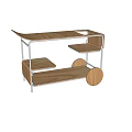 Modern Wooden Side Table With Metal Frame Multiple Shelves And Rolling Wheels