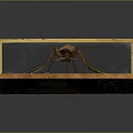Large Mosquito Specimen In Glass Display Case With Golden Frame On Black Background