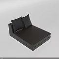 Black Leather Single Sofa With Two Cushions In Modern Minimalist Style 3d model