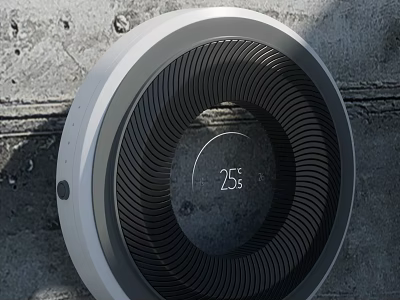 Modern Washing Machine With Round Digital Display Showing 255 And Sleek Textured Surface 3d model