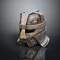 Metallic Warrior Helmet With Intricate Patterns And Textured Surface Design 3d model