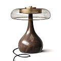 Modern Table Lamps With Wooden Base And Transparent Glass Shade Design