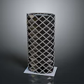 Cylindrical Structure With Diamond Grid Surface On White Square Base Design