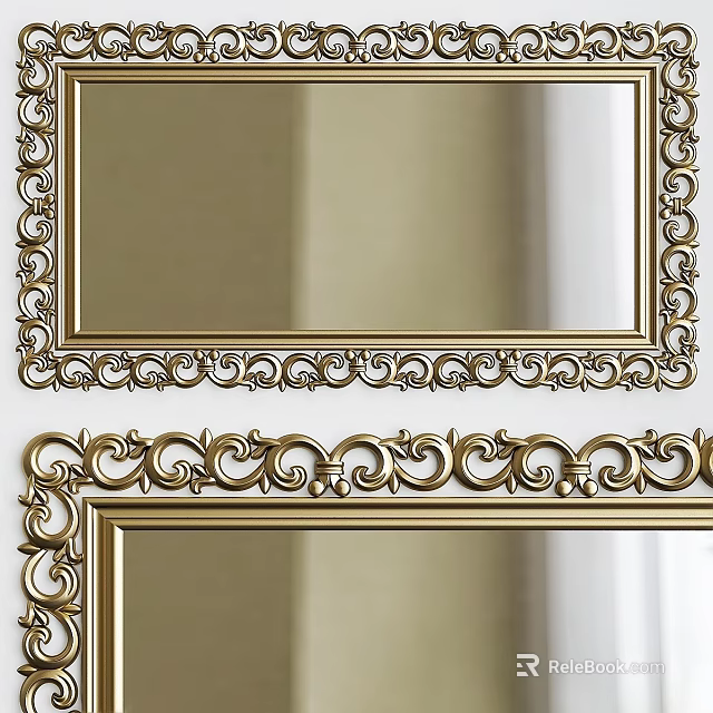 Ornate Golden Picture Frames With Intricate Carved Patterns For Home Wall Decor 3d model 