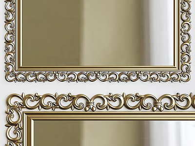 Ornate Golden Picture Frames With Intricate Carved Patterns For Home Wall Decor 3d model