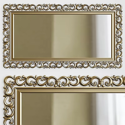 Ornate Golden Picture Frames With Intricate Carved Patterns For Home Wall Decor 3d model