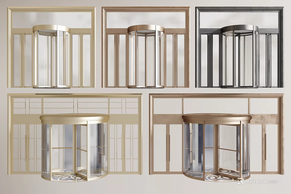 Revolving Doors In Various Colors And Different Styles For Commercial Buildings 3d model 