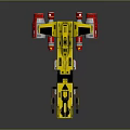 Sci Fi Mechanical Vehicle With Yellow Main Body Red Components And Geometric Patterns 3d model