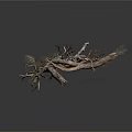 Dried Tree Branches With Slender Twigs And Intertwined Structure On White Background 3d model