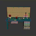 Teal Workbench With Pegboard And Tools On Tabletop With Drawers And Storage