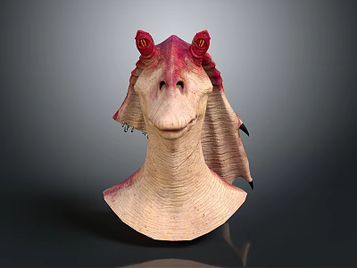 Game Movie Character With Red Horns Red Eyes And Wrinkled Neck 3d model