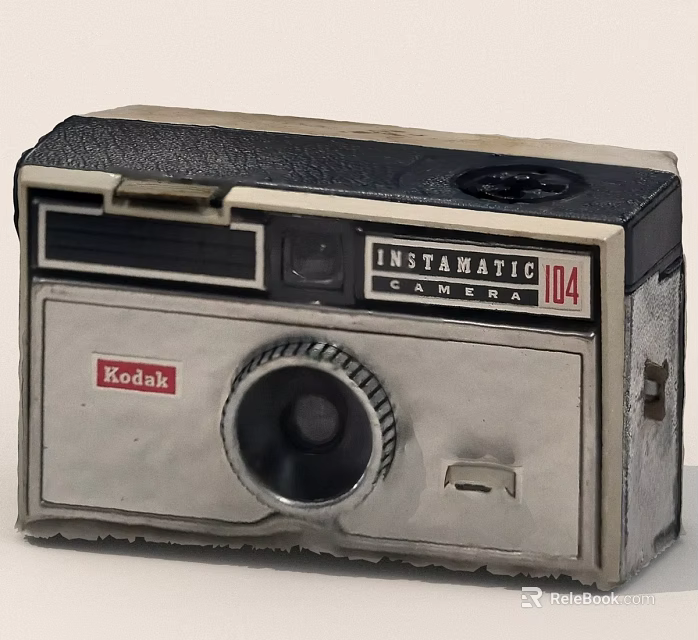 Vintage Kodak Instamatic 104 Camera With Retro Black And Silver Design 3d model 