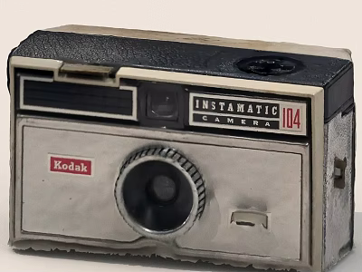 Vintage Kodak Instamatic 104 Camera With Retro Black And Silver Design 3d model