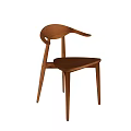Modern Minimalist Single Wooden Chair With Curved Backrest Armrest And Slim Legs