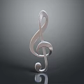 Silver Metallic G Clef Shaped Decorative Household Item With Shiny Surface