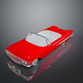 Red Classic Convertible Car With White Interior Open Top And Chrome Details