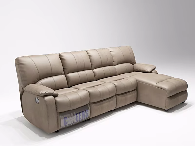 Modern Elegant Leather Sectional Sofa With Light Brown Upholstery And Reclining Seats 3d model