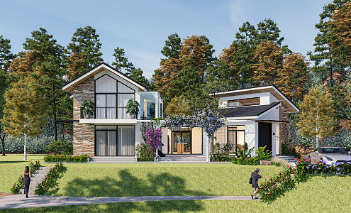 Modern single-family villa 3d model