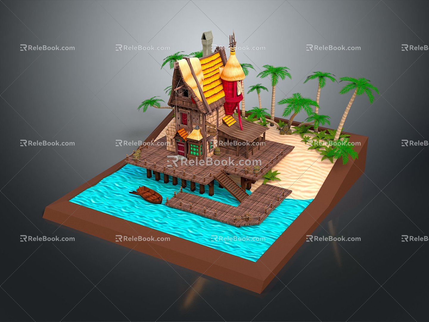 Water House Fishing House Fisherman Cartoon Wooden House Cartoon Wooden House Cartoon Wooden House 3d model