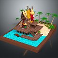 Water House Fishing House Fisherman Cartoon Wooden House Cartoon Wooden House Cartoon Wooden House 3d model