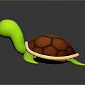 Adorable Green Turtle Character With Brown Textured Shell In 3D Cartoon Design