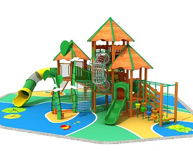 Modern Slide Wooden Slide 3d model