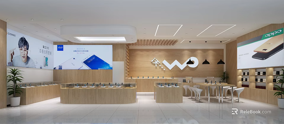 Modern Digital Store Interior With Mobile Phones Tablets And Display Counters 3d model