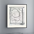 Black And White Abstract Painting With Geometric Intersecting Lines Framed Art