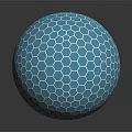 Blue Sphere With Hexagonal Pattern On Black Background And Reflection 3d model