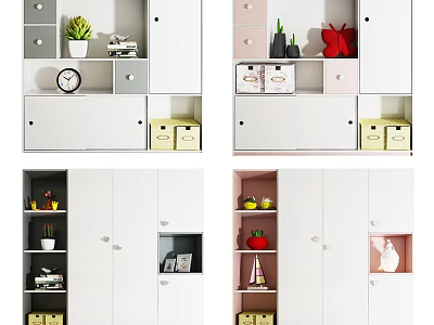 Modern Multifunctional Wardrobe Design With Storage Shelves Drawers And Decorative Items 3d model