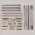 Modern metal handle cabinet door long handle drawer handle shower partition handle round handle 3d model