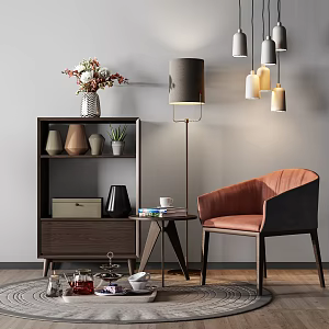 Nordic Side Cabinet Casual Chair Decorative Cabinet 3d model