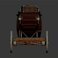 Vintage Maroon Carriage With Orange Wheels And Roof Luggage Trunk Design