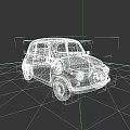 Yellow Vintage Small Car With Retro Design Round Headlights And White Wheels