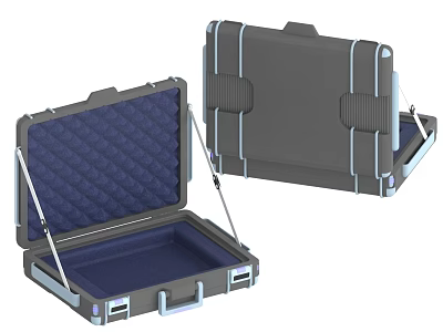 Durable Protective Hard Case with Blue Quilted Interior Metal Frame Handle and Reinforced Edges Design 3d model