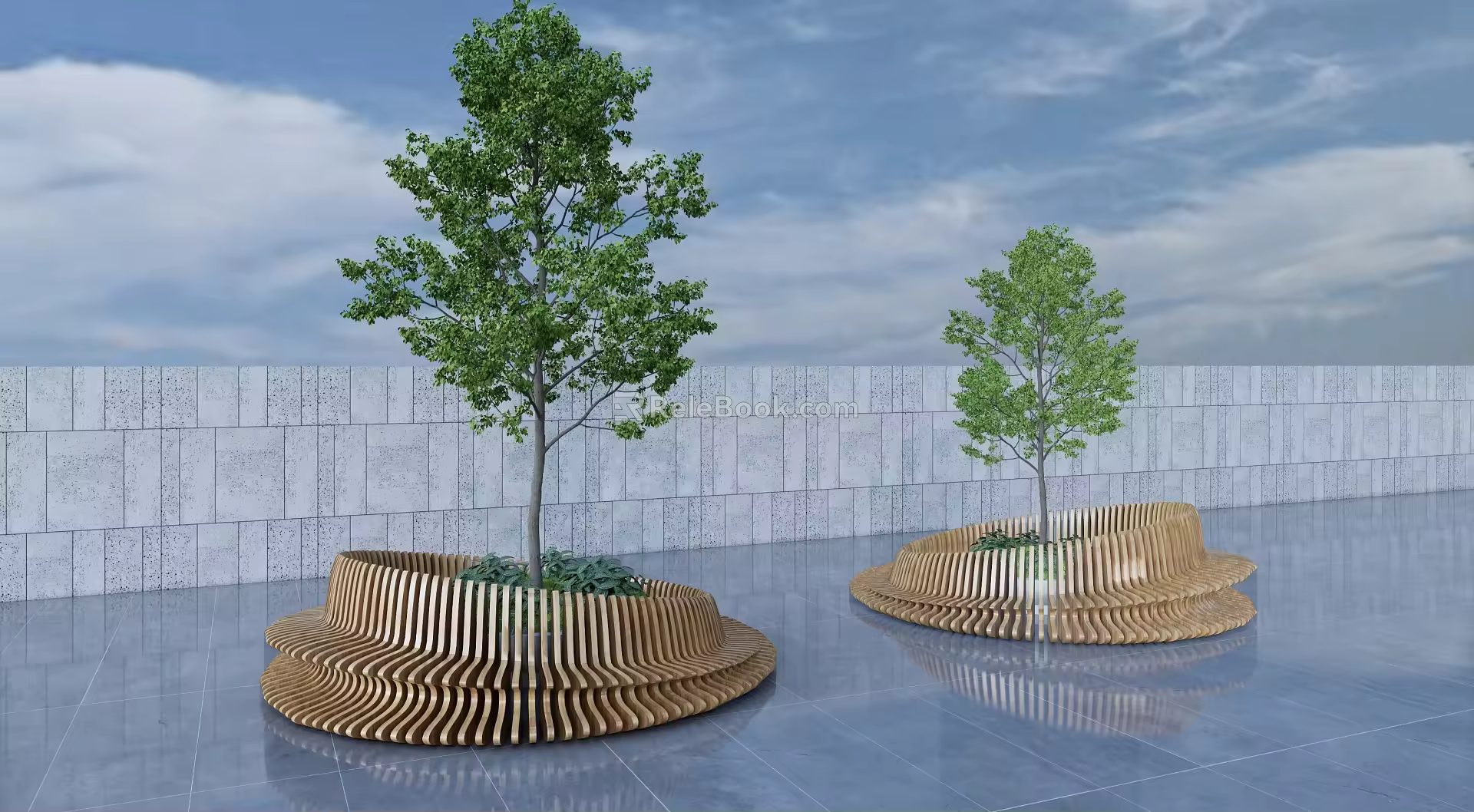 Modern tree pool tree pool seat 3d model