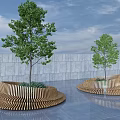 Modern tree pool tree pool seat 3d model