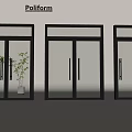 Poliform Double Glass Doors with Black Frames and Indoor Plant Decor