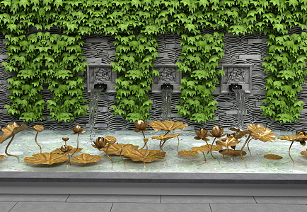 New Chinese Gardening Sick Gardening Sick Gardening Fountain Lotus Waterscape 3d model