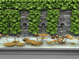 New Chinese Gardening Sick Gardening Sick Gardening Fountain Lotus Waterscape 3d model