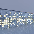 Modern Geometric Feature Wall With Perforated Mountain Pattern And Concrete Panels 3d model