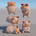 Cute Pink Pig Figurines In Various Adorable Poses For Decoration