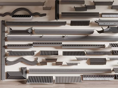 Various Architectural Building Components With Curved Straight And Ornamental Designs 3d model
