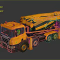Yellow Concrete Pump Truck With Extended Boom And Truck Cab Structure