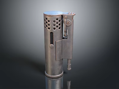 Industrial Vintage Metal Wall Lamp With Cylindrical Design And Perforated Top Details 3d model
